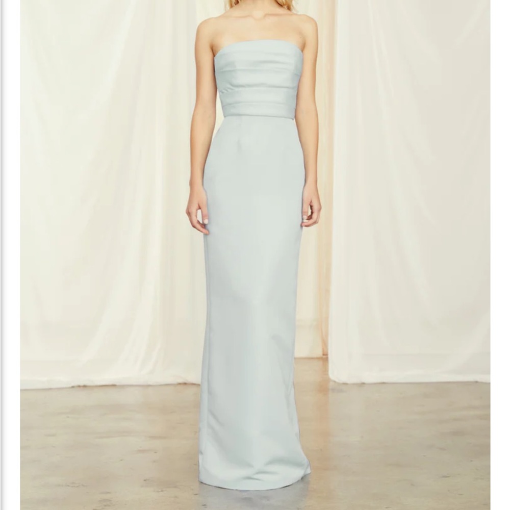 AMSALE Sonia Strapless Bridesmaid Dress in color Ice